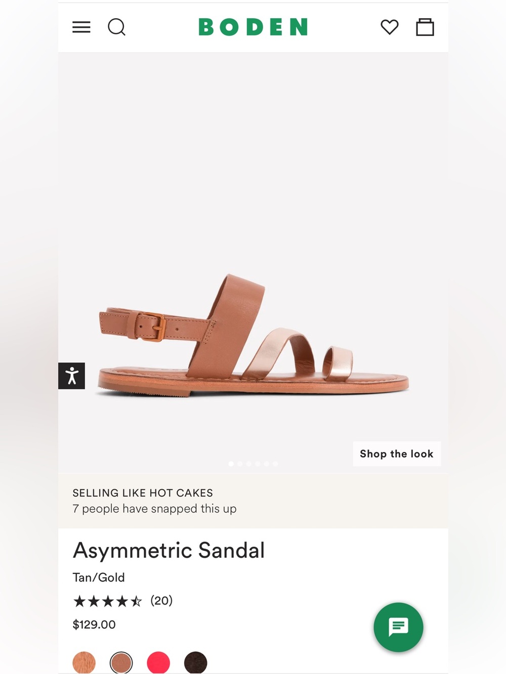 Boden Asymmetric Sandal — Tan and Gold Metallic Straps